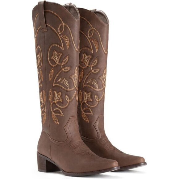 ⭐ IUV Women's Cowboy Boots | Western Pointy Toe Mid-Calf Cowgirl Boots - Picture 6 of 7